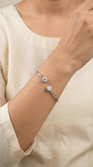 Pearl glow silver kada for women