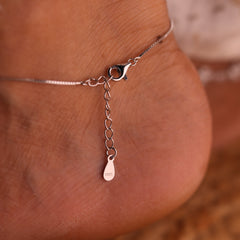 Leafy Elegance Sleek Silver Anklet