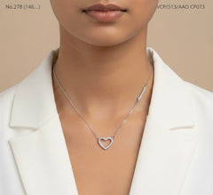 Classic heart outline silver chain pendant