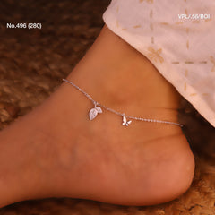 Butterfly serenity silver anklet for women