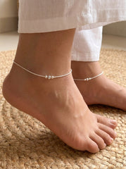 Sparkle ball silver Payal for women