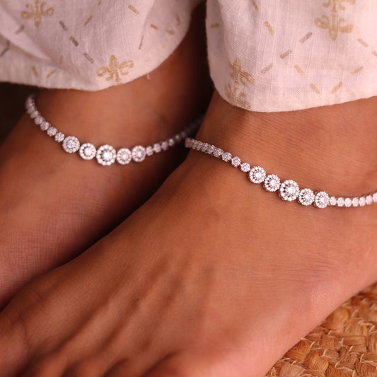 Luniva Silver Payal for Women