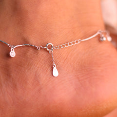 Silver Crystal Drop Silver Payal