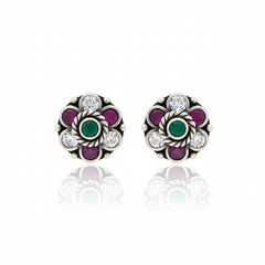 Harit stone silver stud