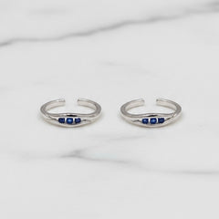 Blue aura 92.5 silver toerings for women