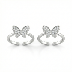 Zyra butterfly silver toerings for women