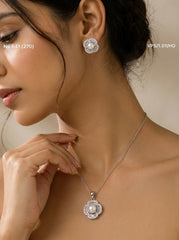 Pure pearl silver pendant set for women