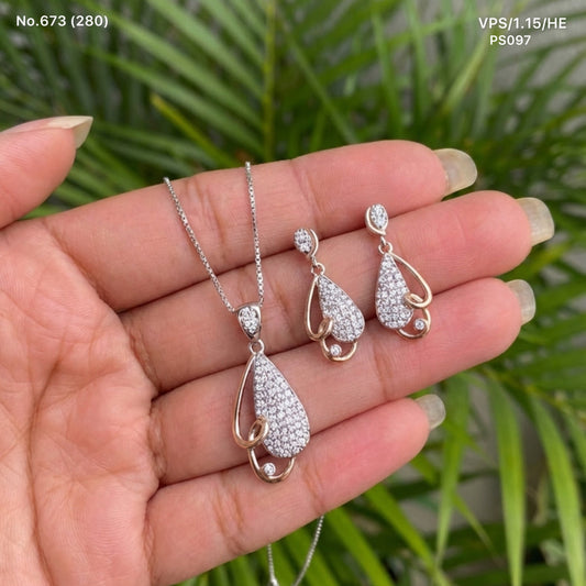 Zircon stone silver pendant set for women