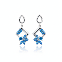 Nivara blue Petal silver earrings