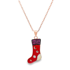 Ruby steps silver chain pendant