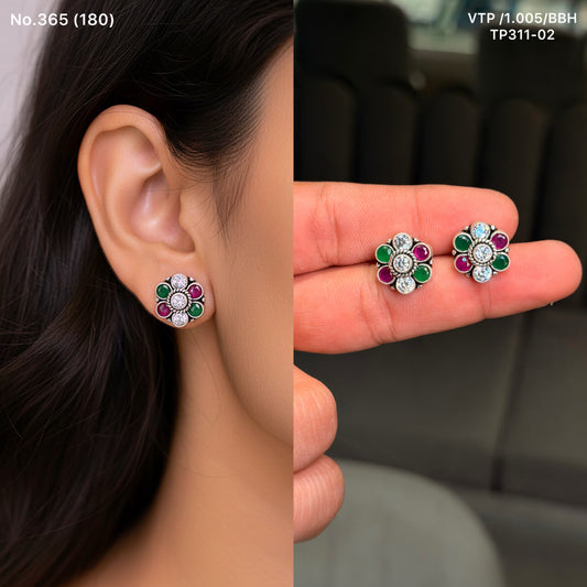 Mosaic flower silver stud