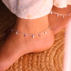 Silver Twinkle Ruby Drop payal