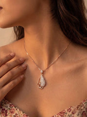 Zircon stone silver pendant set for women