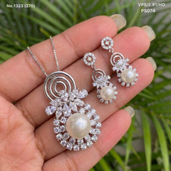 Moonlight Pearl silver pendant set for women