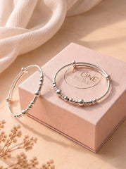 Tiny classic silver beads kids kada
