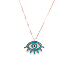 Evil eye charm silver chain pendant