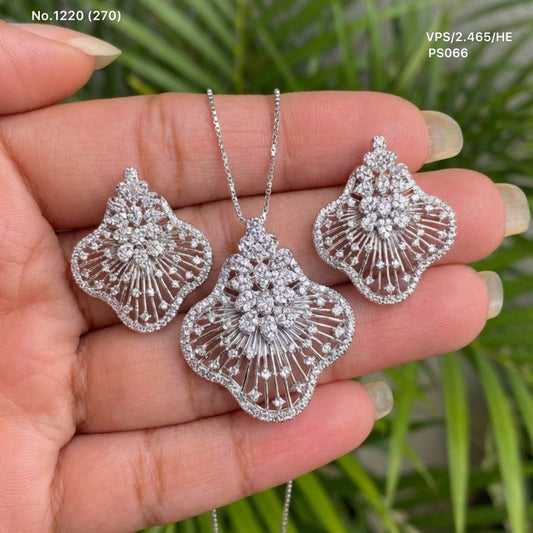Aarohi shine silver pendant set for women