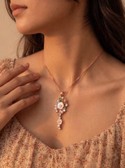 Moon pearl silver pendant set for women