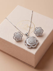 Blossom charm silver pendant set for women
