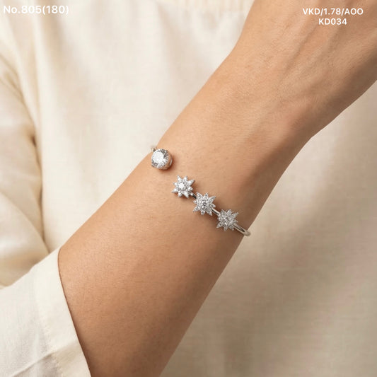 Diamond mist silver kada for women