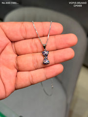 Crystal Confetti Bow silver chain pendant