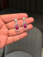 Empress pink glow silver earrings