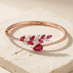 Scarlet Leaf Spark silver kada for women