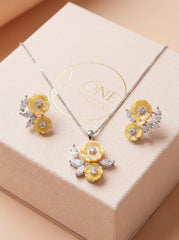 Bloom jewel silver pendant set for women