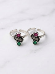 Noorika oxidised silver toerings for women