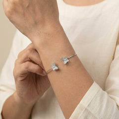 Twin flutter spark silver kada for women