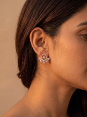Petal jewel spark silver pendant set for women
