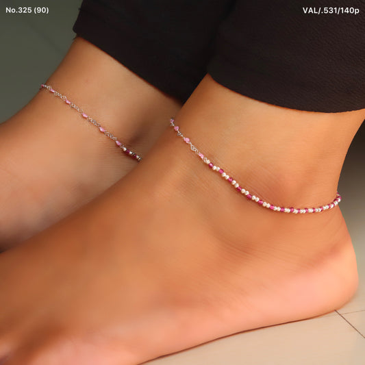 Beaded Grace Silver Payal for women