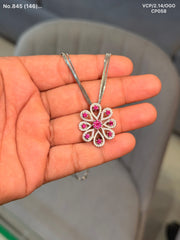 PetalDream Layered Flower silver chain pendant