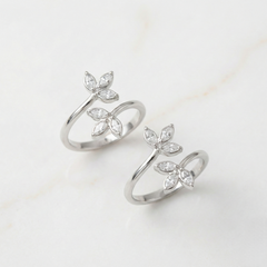 Royale trileaf silver toerings for women