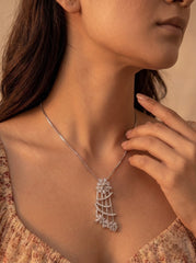 White harmony spark silver pendant set for women