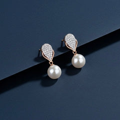 Frosted pearl silver earrings
