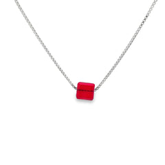 Ruby prism silver chain pendant
