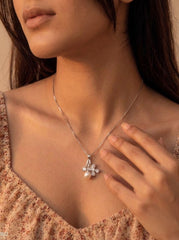Celestial Pearl petal silver pendant set