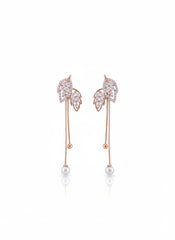 Minimalist pearl silver earrings