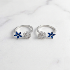 Floramix silver toerings for women