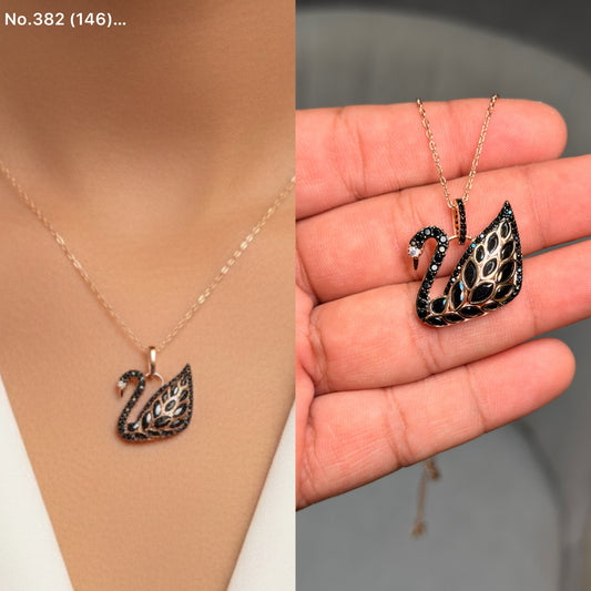 Lunar swan silver chain pendant