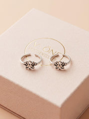 Lotus bloom silver toerings for women
