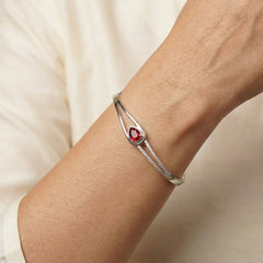 Red majesty silver kada for women