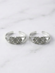 Sparkling melody silver toerings for women