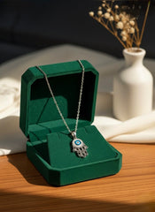 Evil eye sparkle silver chain pendant