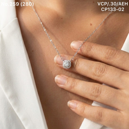 Crystal cut silver chain pendant for women