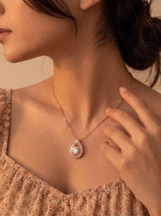 Drop dazzle silver pendant set for women