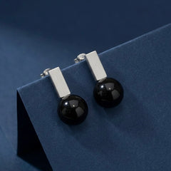 Onyx pearl silver stud