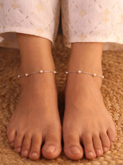 Pearl elegance silver Payal for women