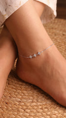 Elegant Diamond Block Silver Payal
